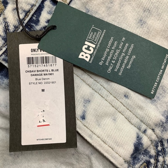 2/$30 ONLY & SONS Light Blue Onsavi Damage Jean Shorts Size M - Picture 7 of 13